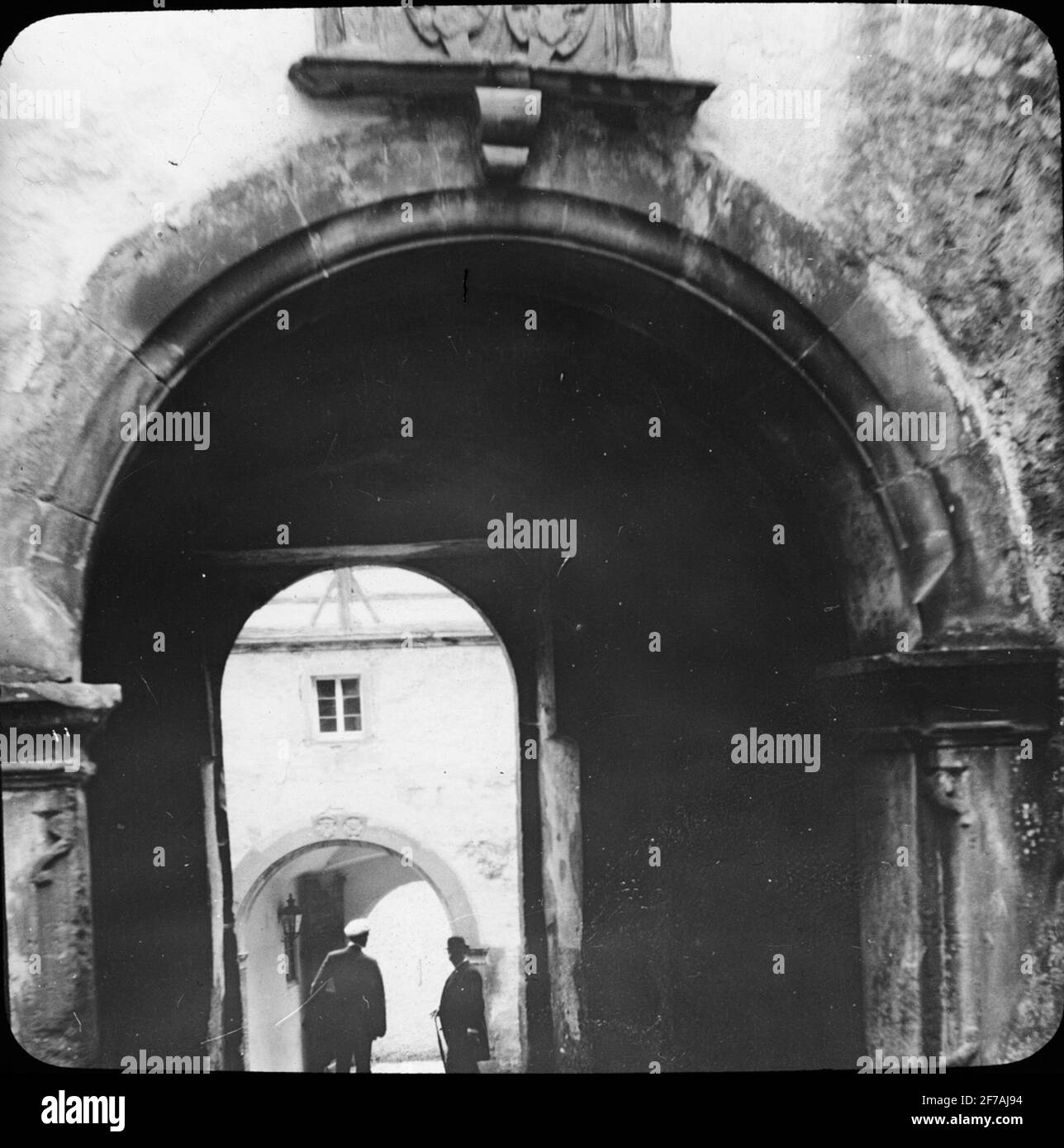 Skioptic image with motifs of archport at Schloss Kronburg.The image ...