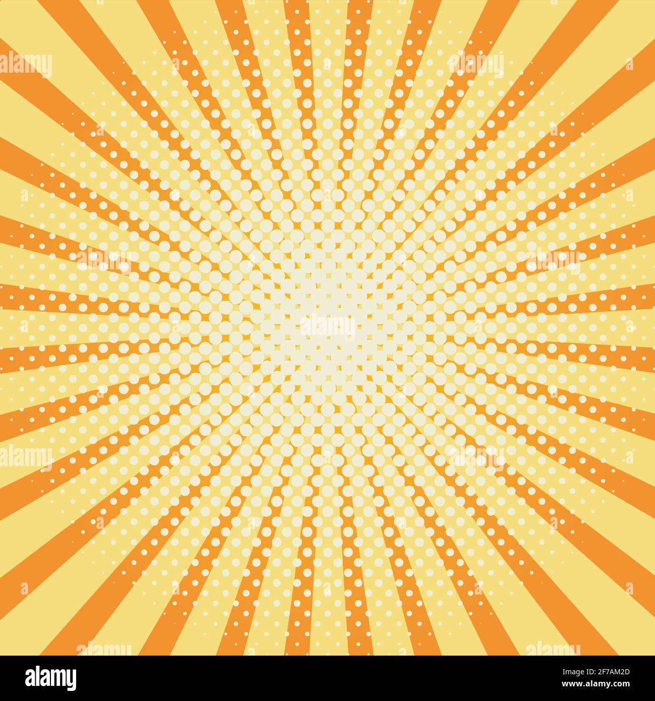 Sun rays background with halftone effect Stock Vector
