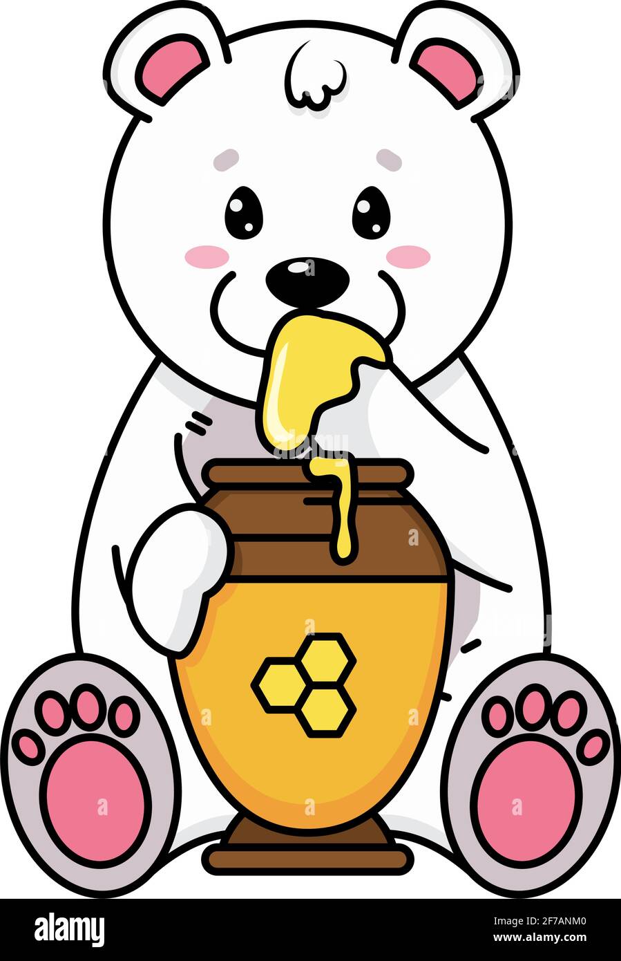 cute bear with honey jar Stock Vector Image & Art - Alamy