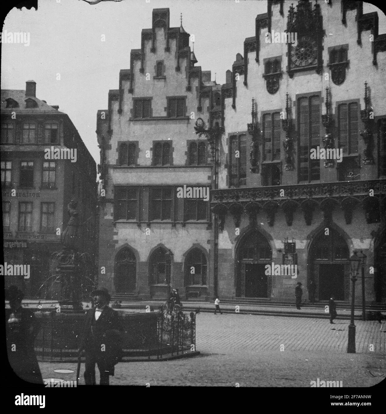 Skioptic image with motifs from Wiesbaden.The image has been stored in cardboard marked: Wiesbaden. Rhine. Stock Photo
