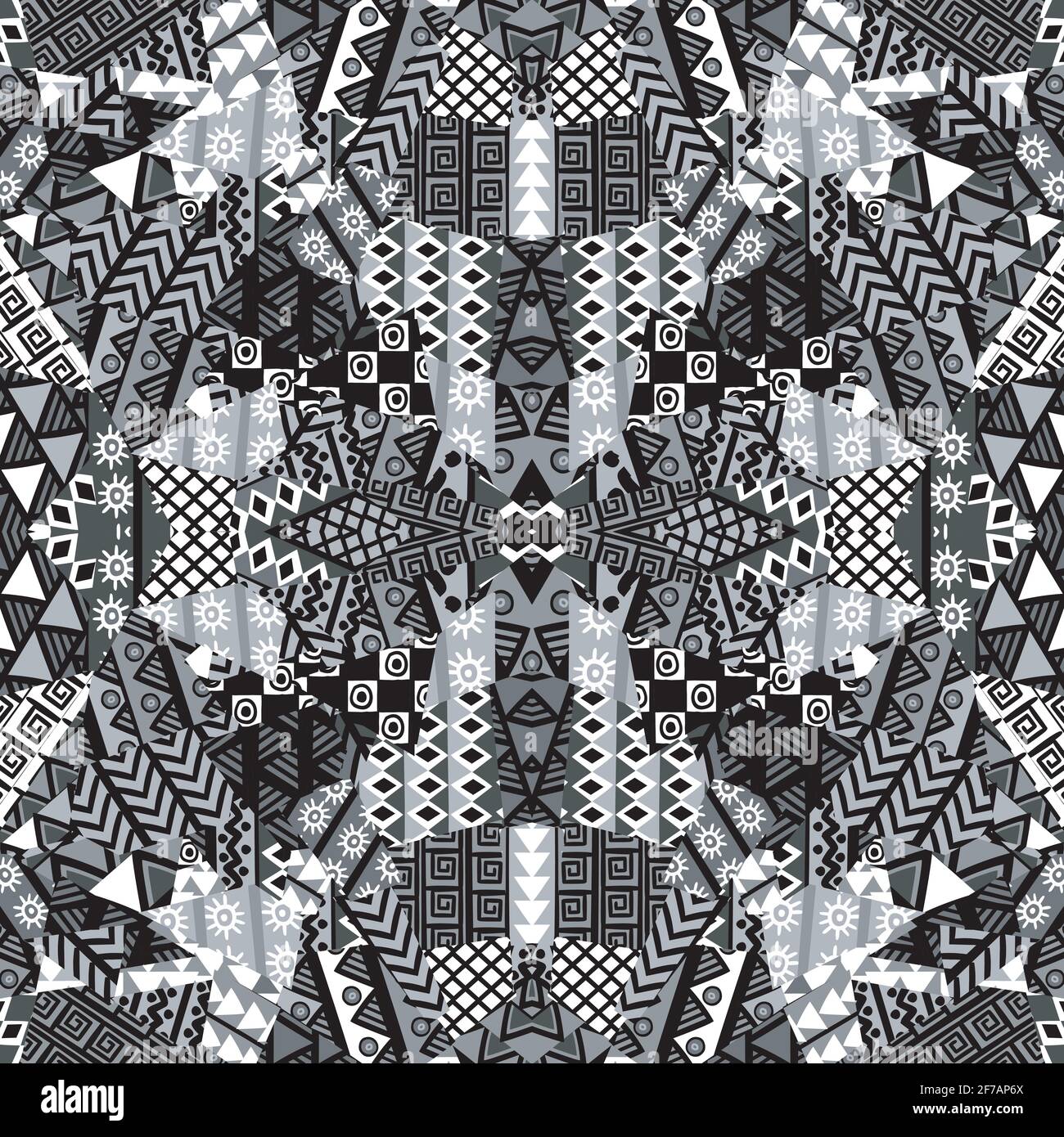 Black and white kaleidoscope patchwork background Stock Vector