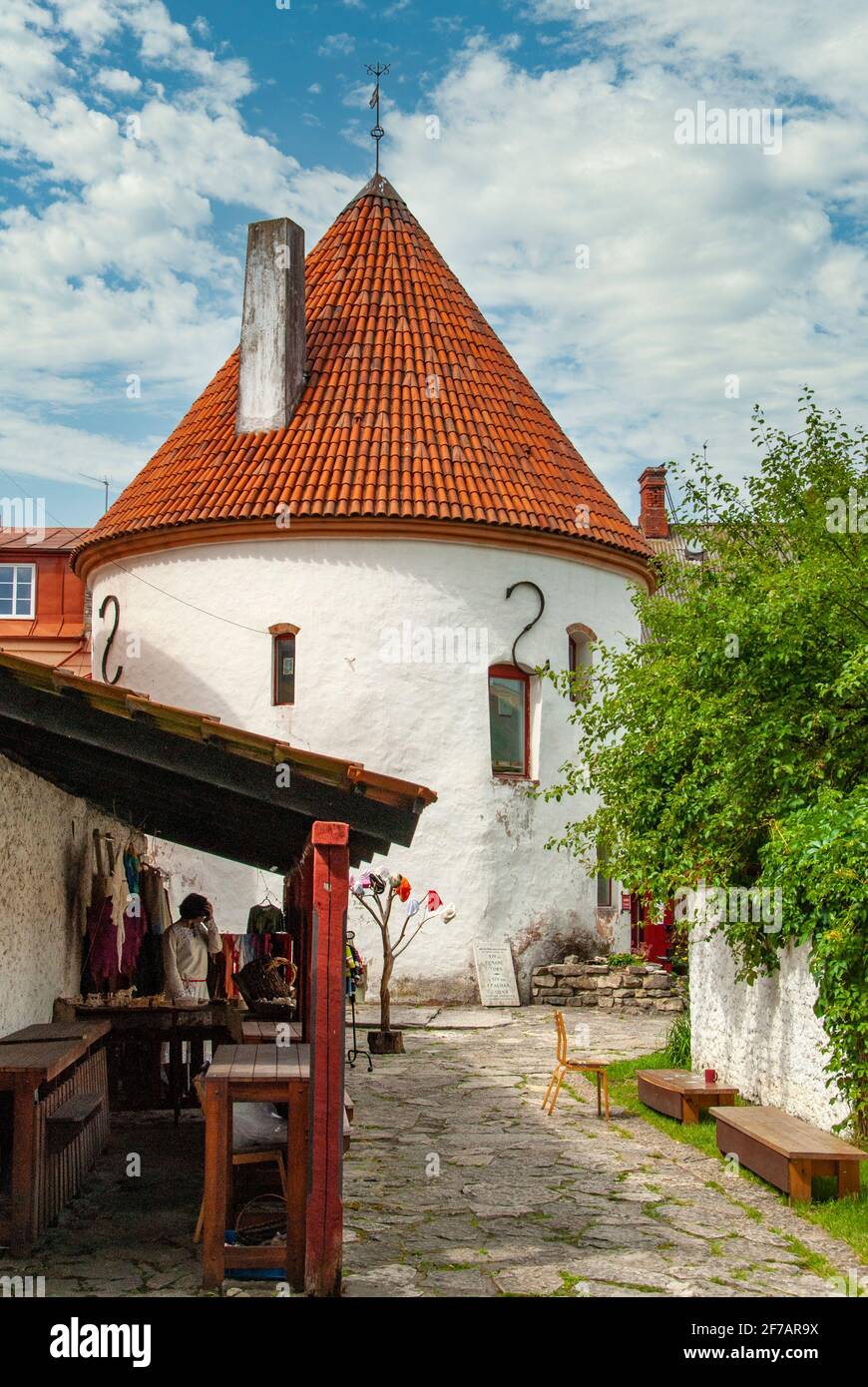 Red Tower in Parnu, Estonia Stock Photo