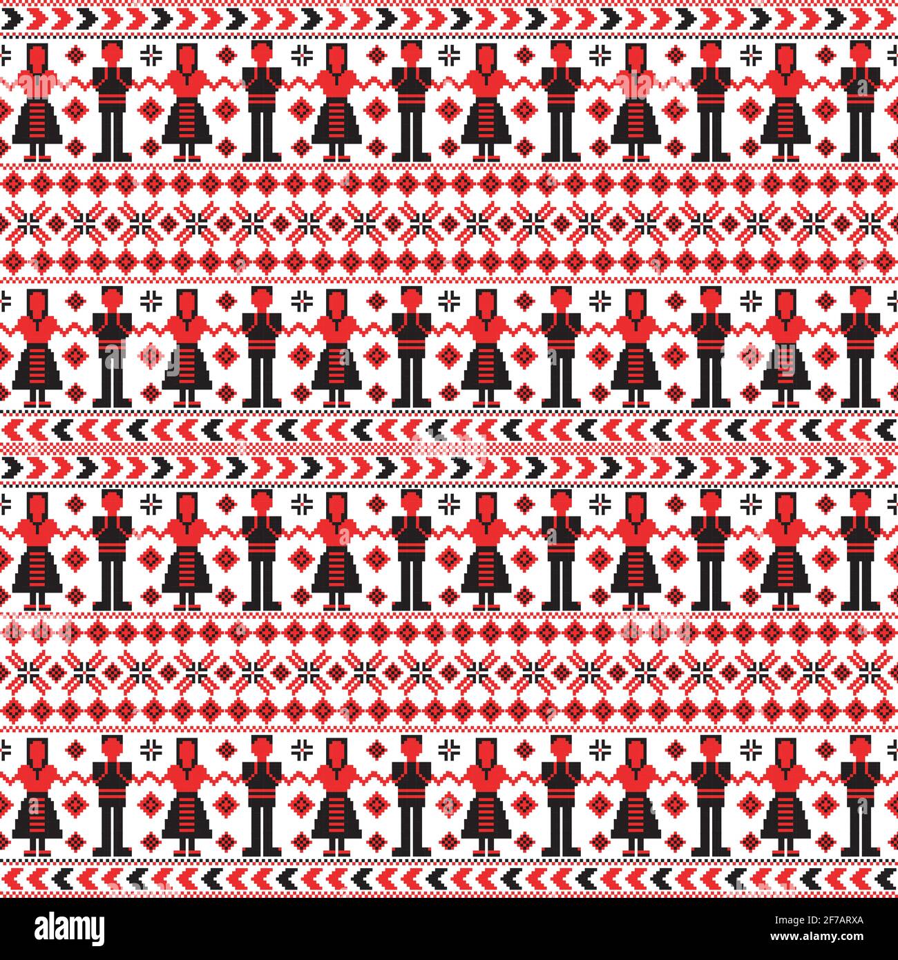 Traditional motifs background with dancers Stock Vector