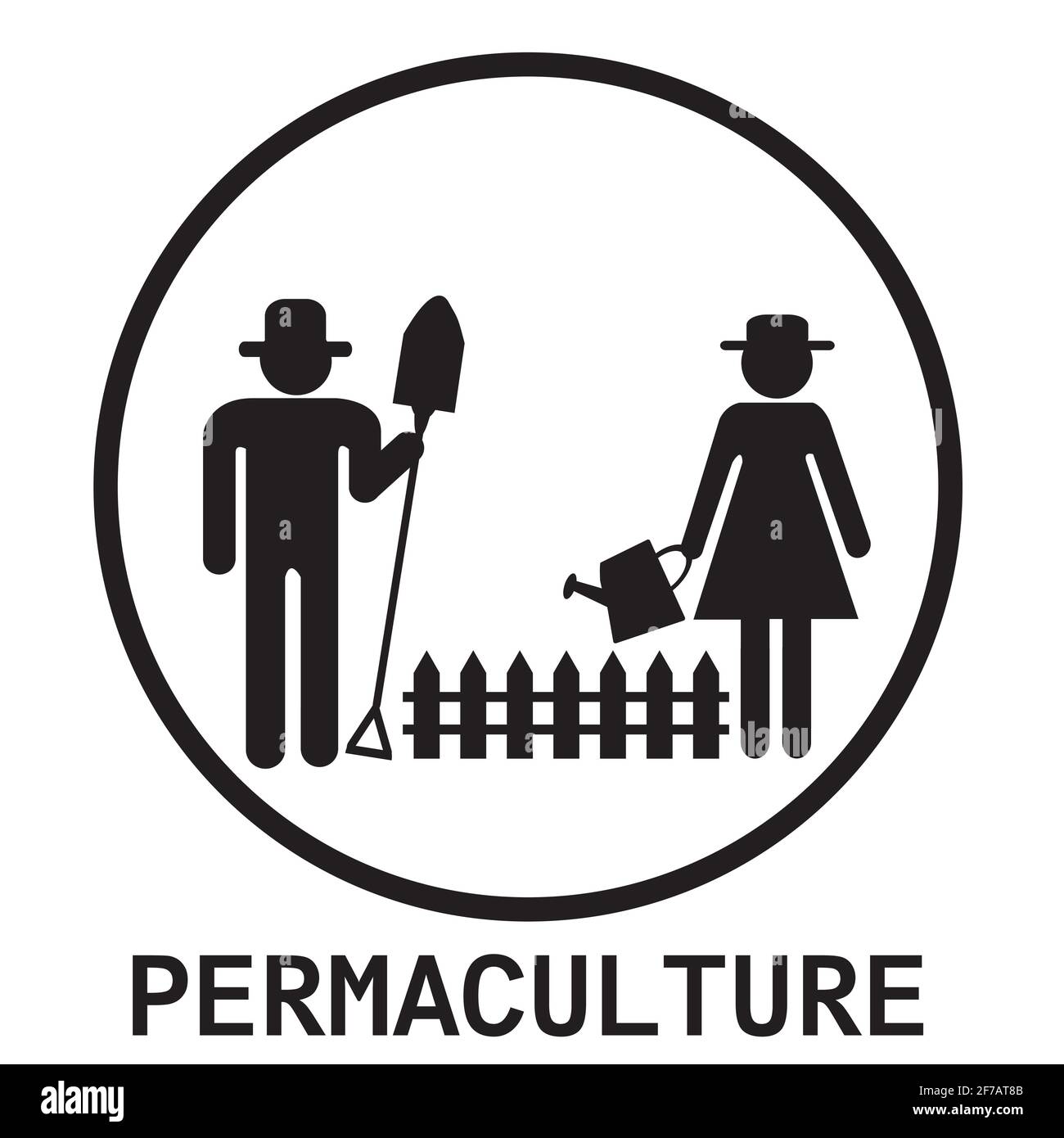 Permaculture design with garden workers Stock Vector