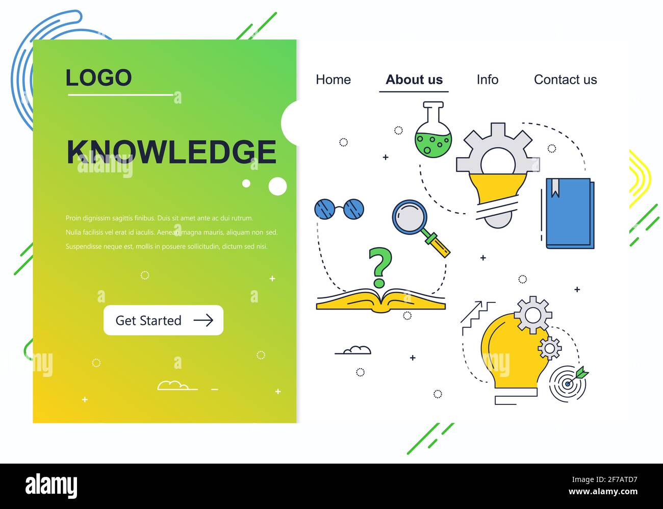 Vector web site linear art design template. School education and ...