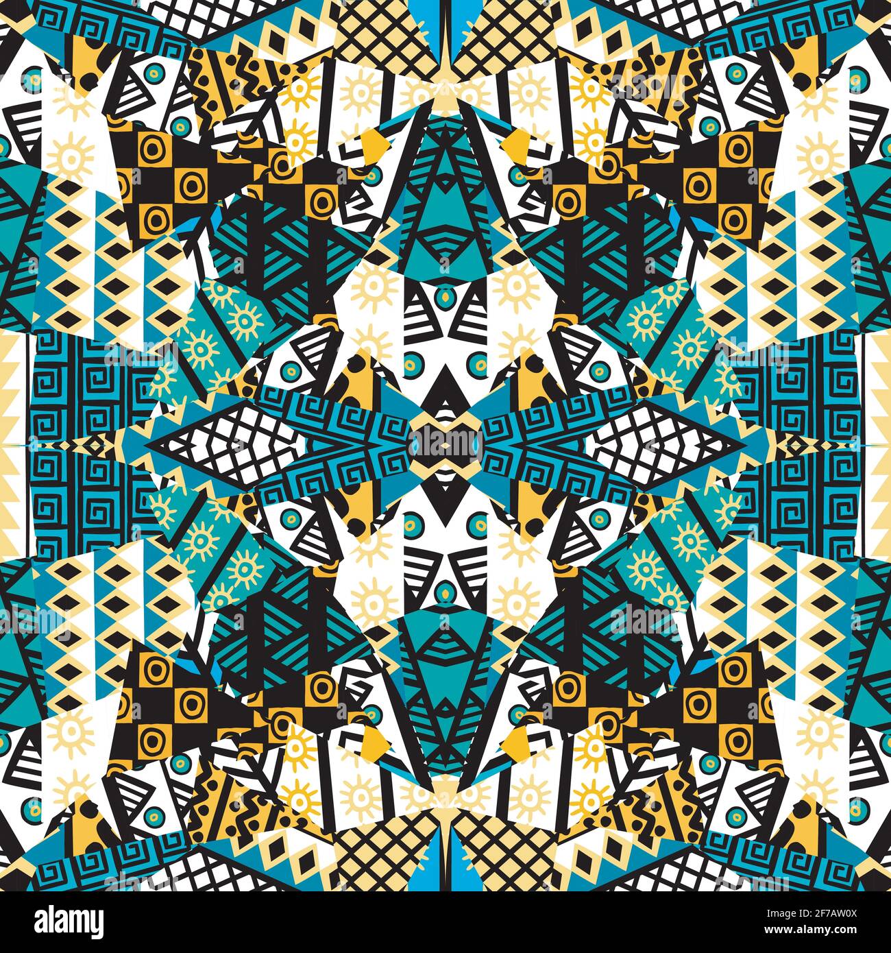 Patchwork mosaic with african ethnic motifs Stock Vector Image & Art
