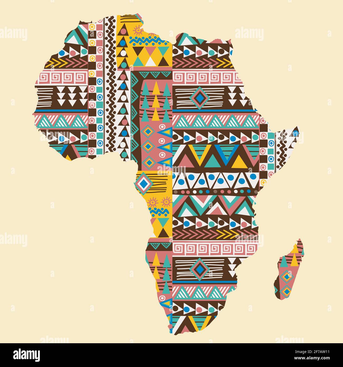 Africa continent map ornate with ethnic colored pattern Stock Vector Image & Art - Alamy