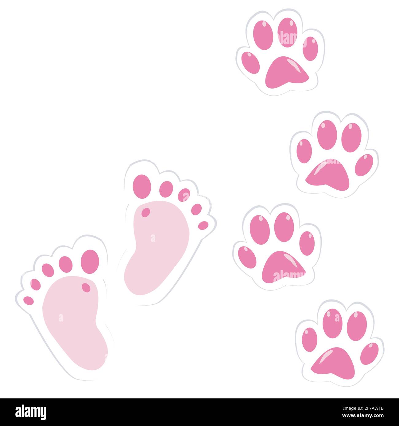 Cute pink baby footprint and pet paws Stock Vector Image & Art - Alamy
