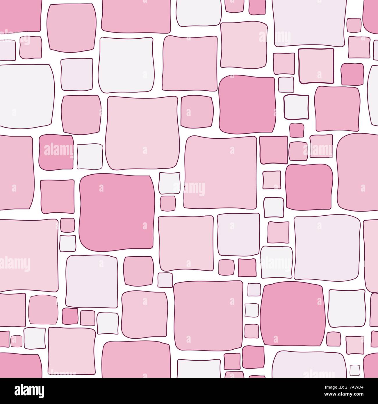 Pink geometrical seamless background with doodle squares Stock Vector ...