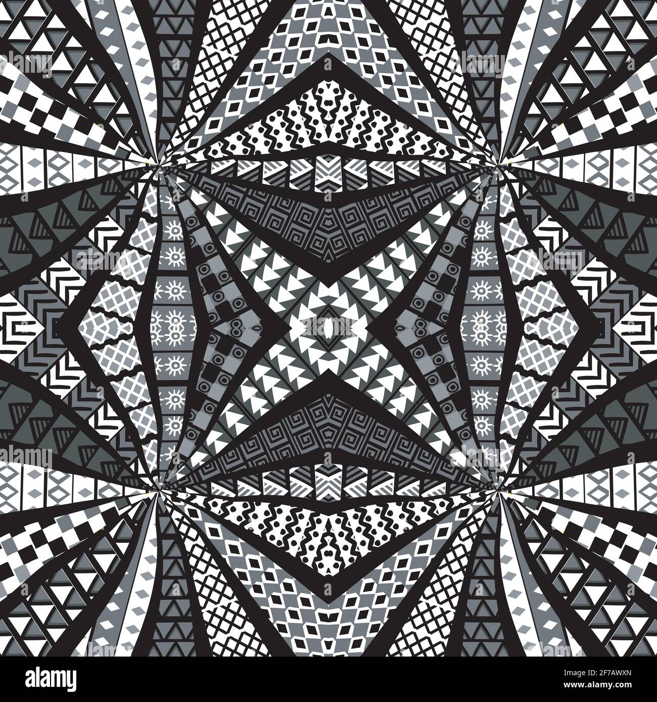Ethnic motifs kaleidoscope pattern, patchwork style Stock Vector