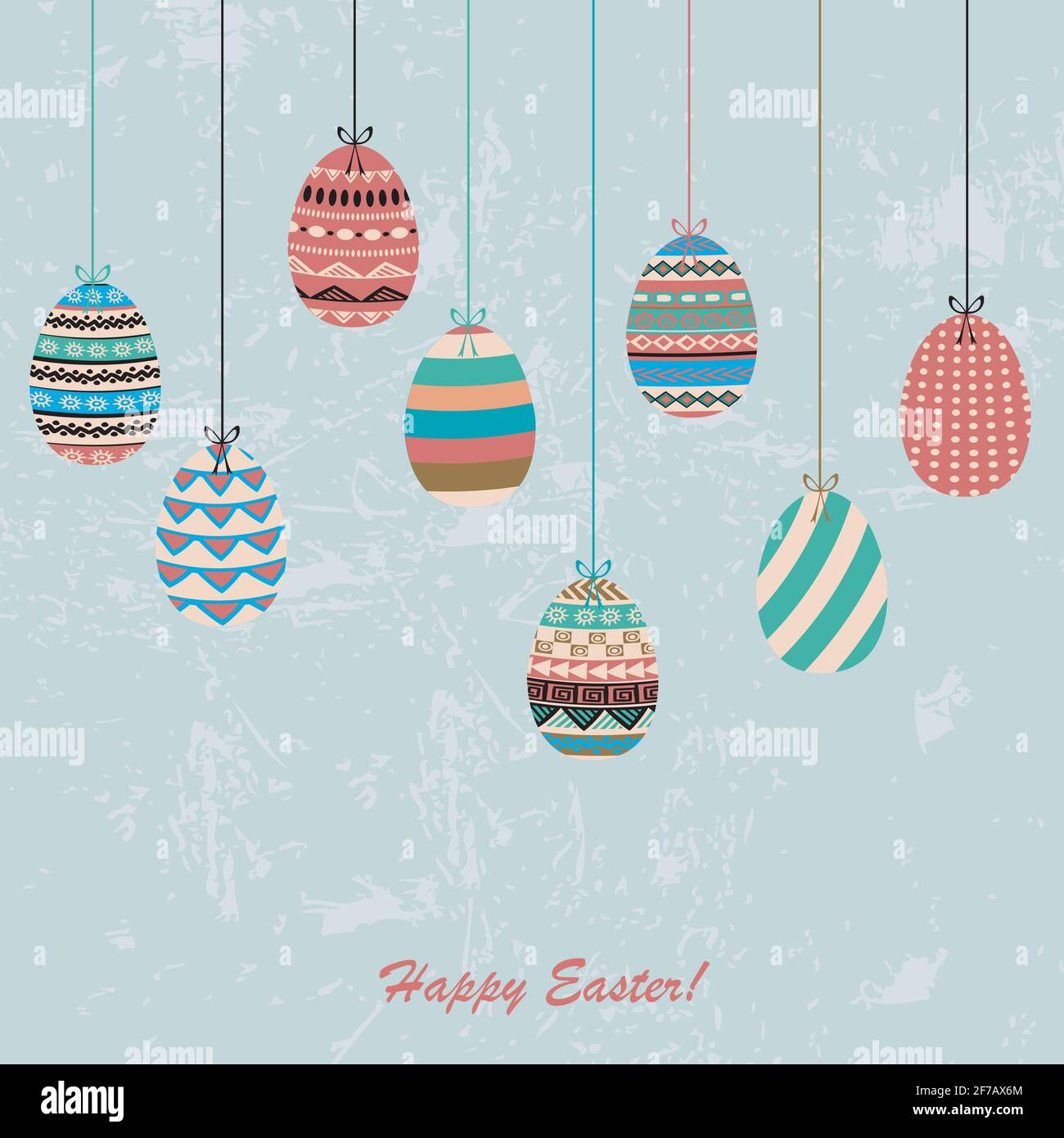 Easter greeting card with ethnic pattern eggs Stock Vector