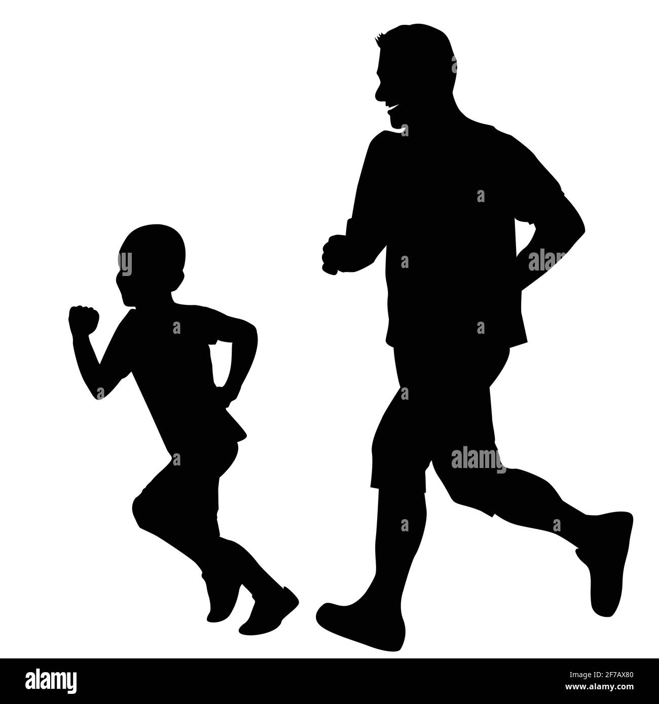 Father and son running together Stock Vector