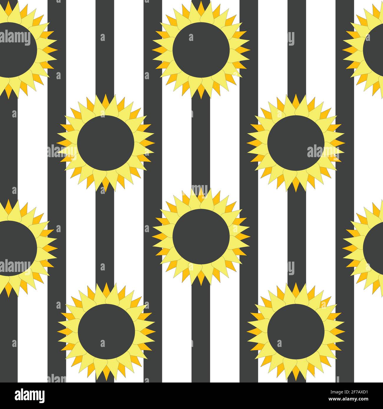 Stylized sunflower on striped background Stock Vector