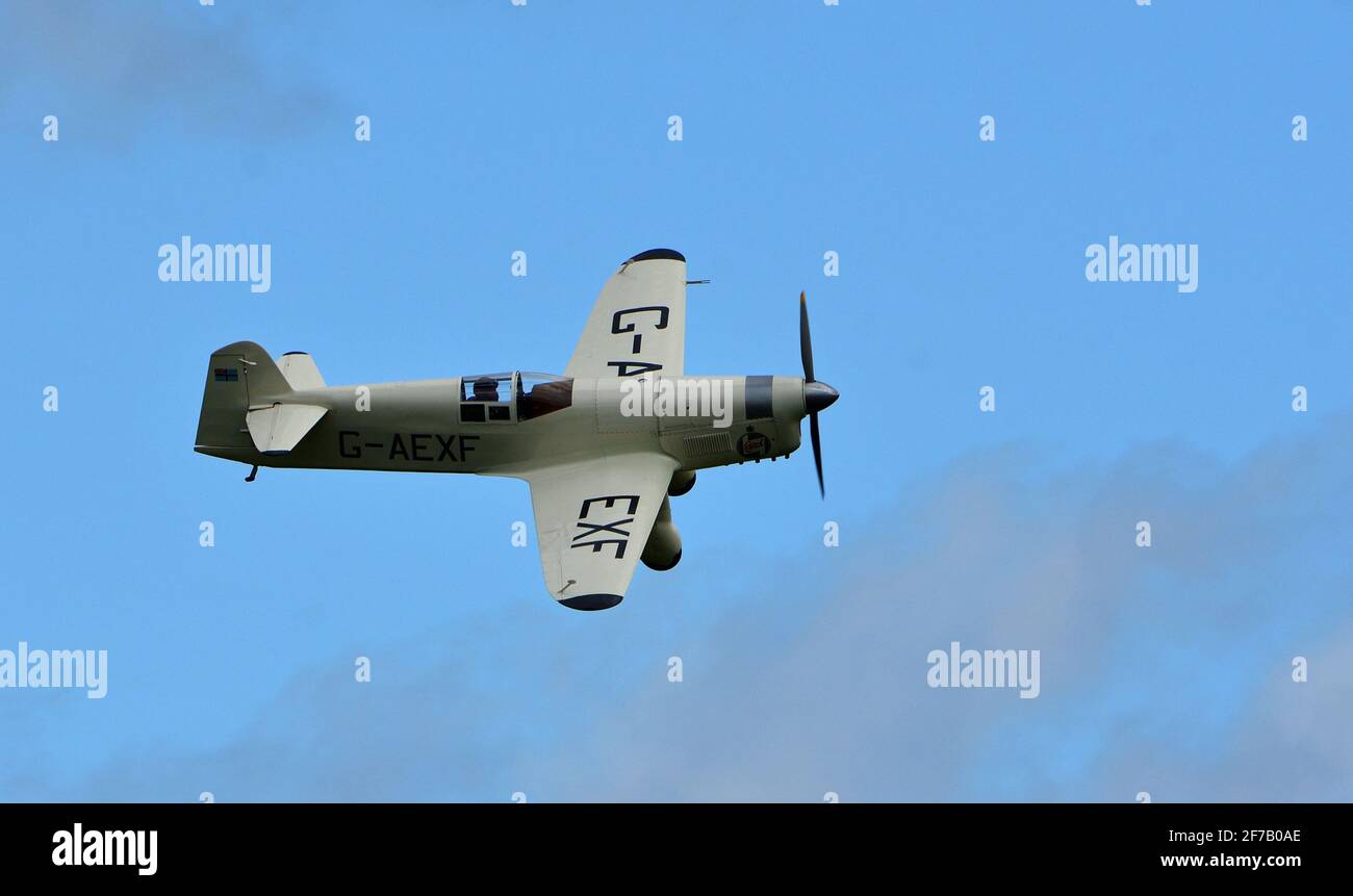 Vintage 1936 Percival Mew Gull  Aircraft in flight Stock Photo