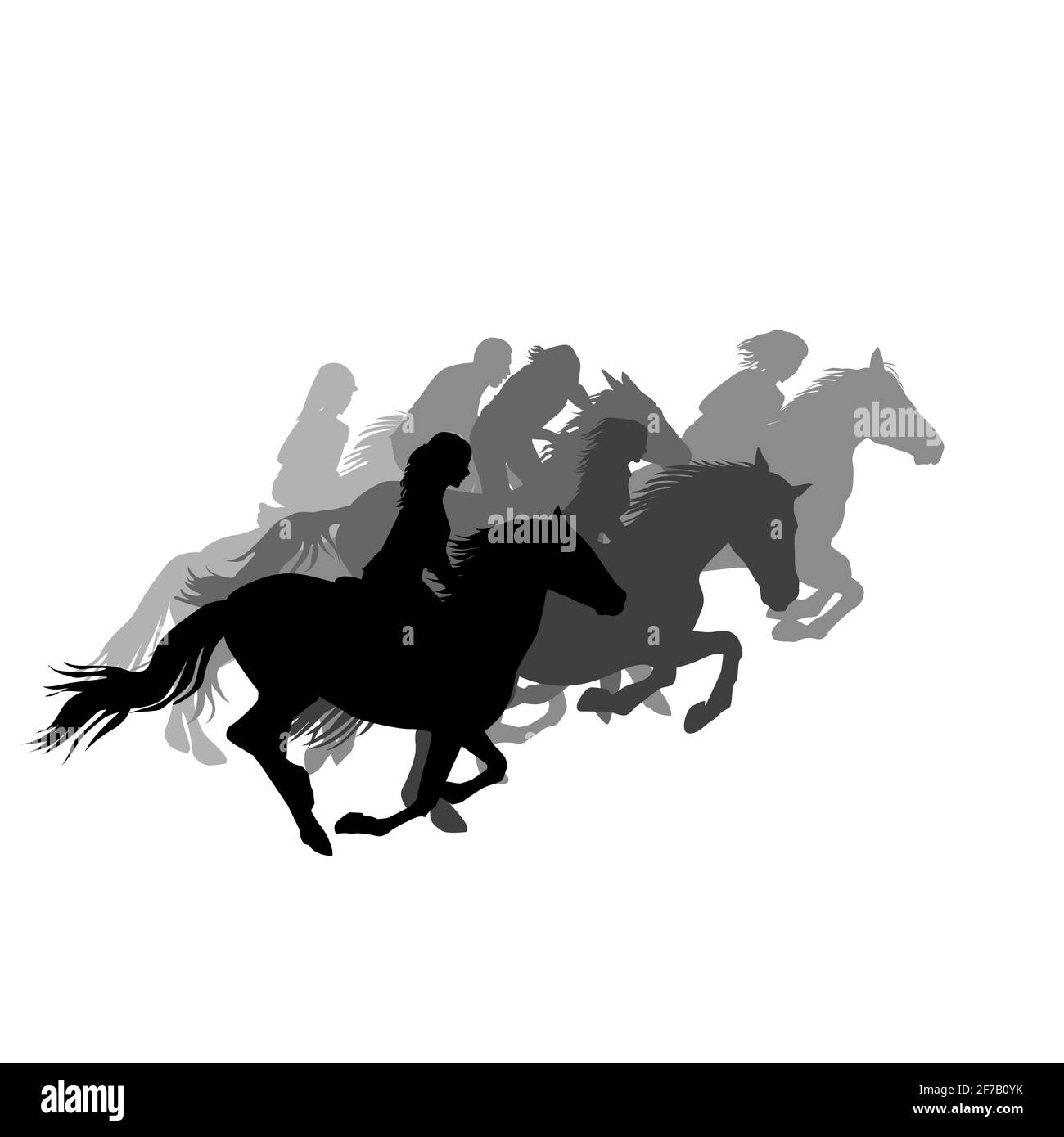 Riders on horses galloping on the horse racing Stock Vector