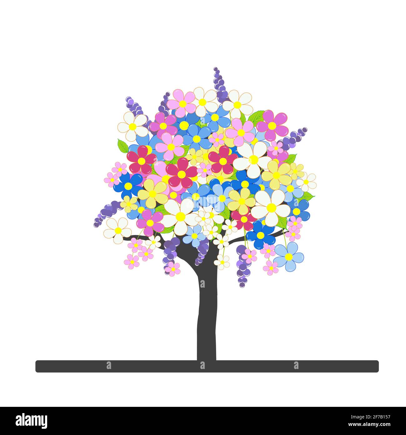 Spring flowering tree with colorful blossom Stock Vector
