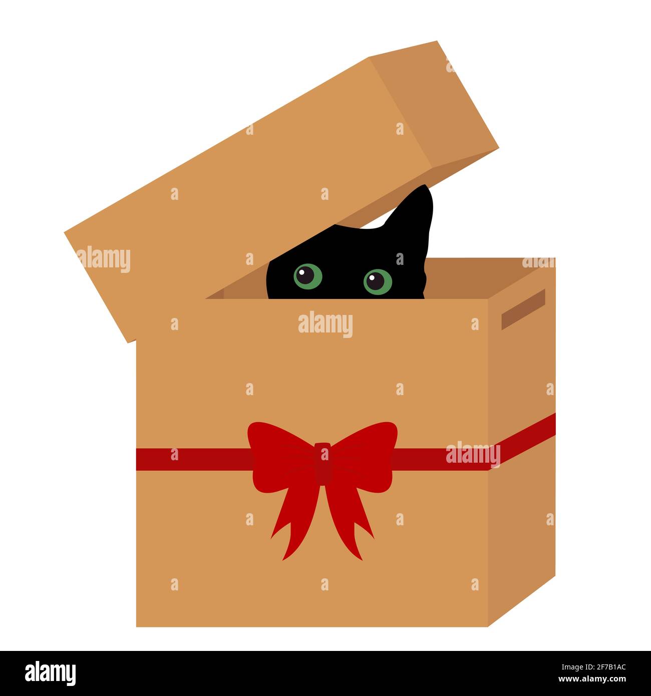 Black cat in a box with red ribbon Stock Vector Image & Art Alamy
