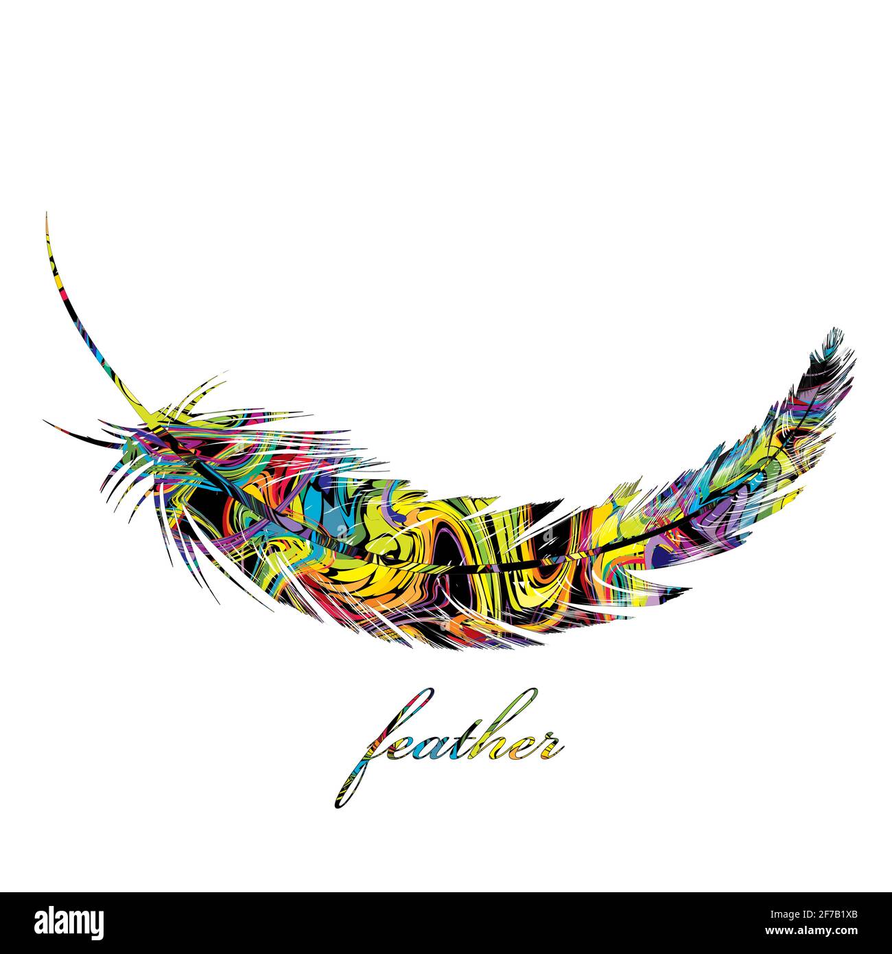 Colorful feather isolated on white background Stock Vector