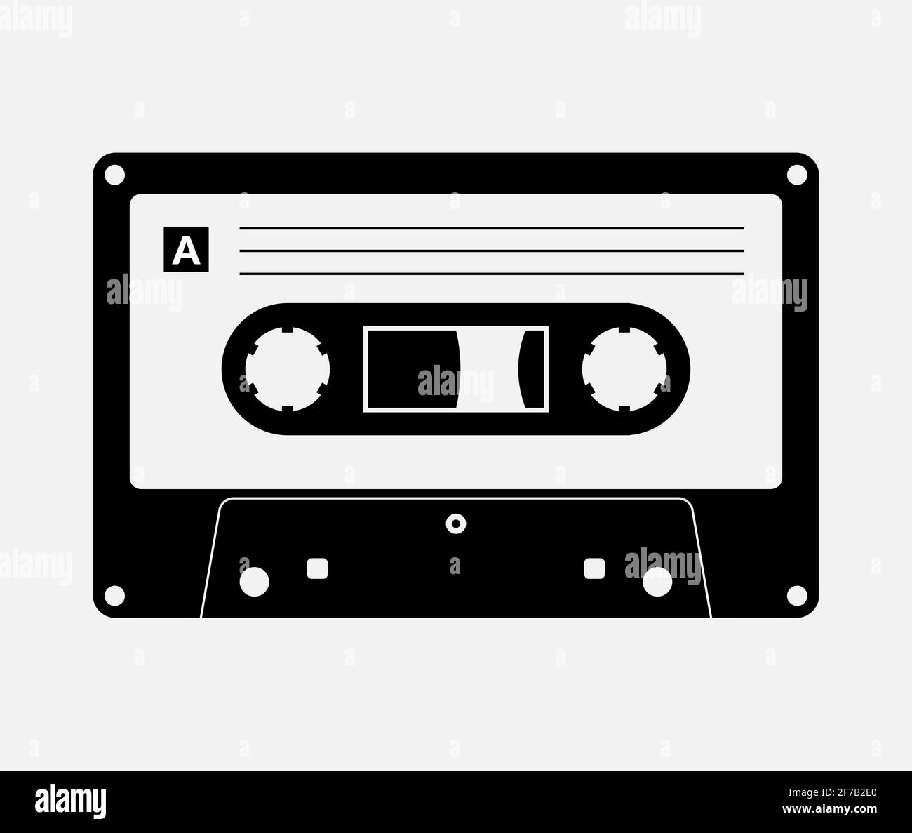 Audio cassette tape isolated vector old music retro player. Retro music audio cassette 80s blank mix Stock Vector