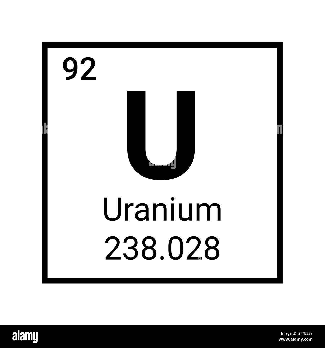 Uranium vector periodic table element. Uranium atom chemical science icon Stock Vector