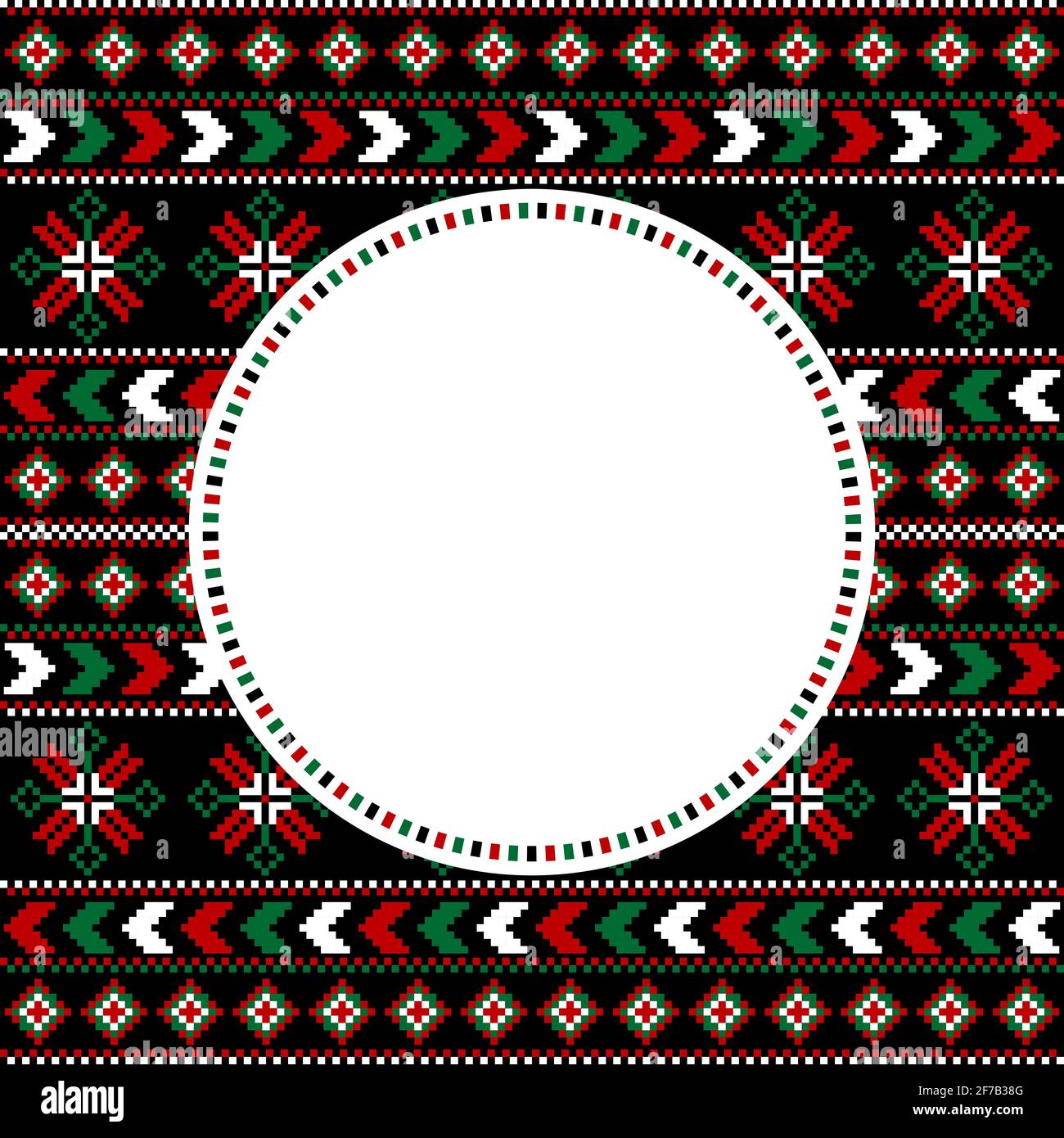 Ethnic motifs pattern with round frame for your text Stock Vector