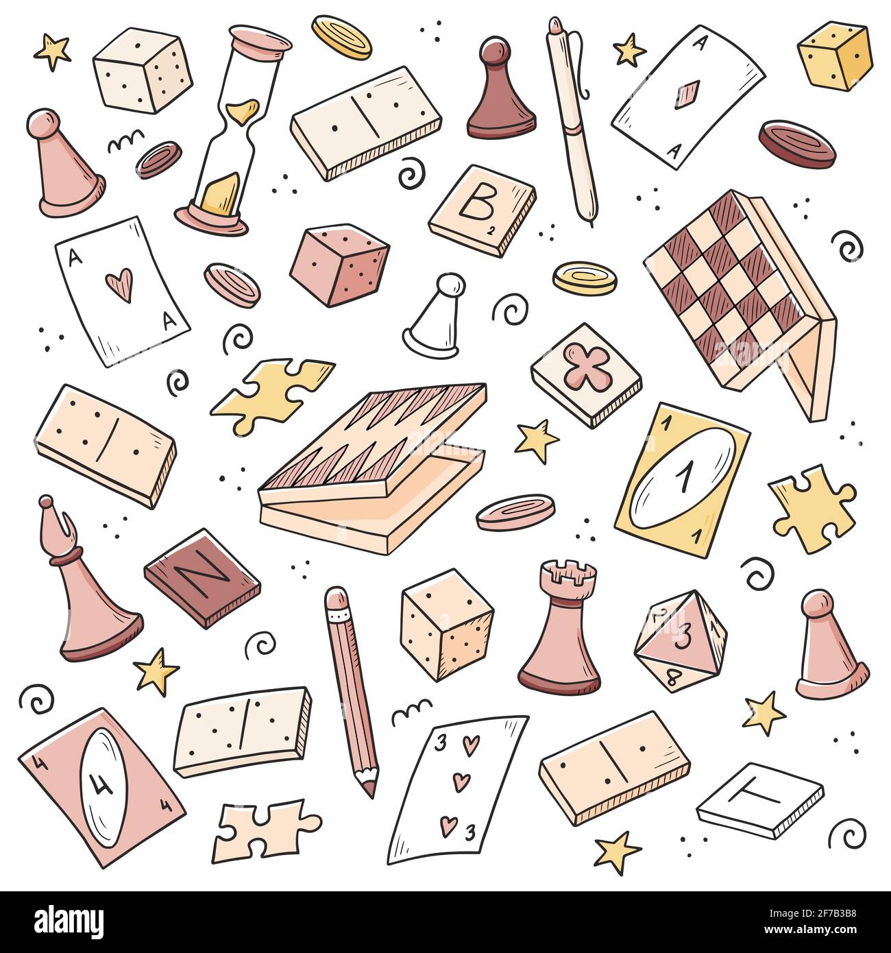 Game Doodles. Hand Drawing of Game Stock Vector - Illustration of