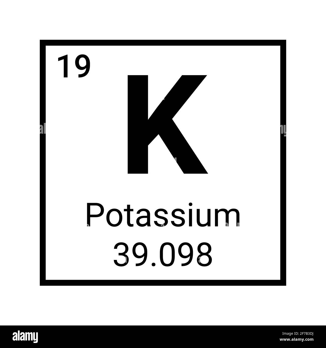 Potassium element periodic table symbol vector icon. Potassium chemistry element symbol Stock Vector