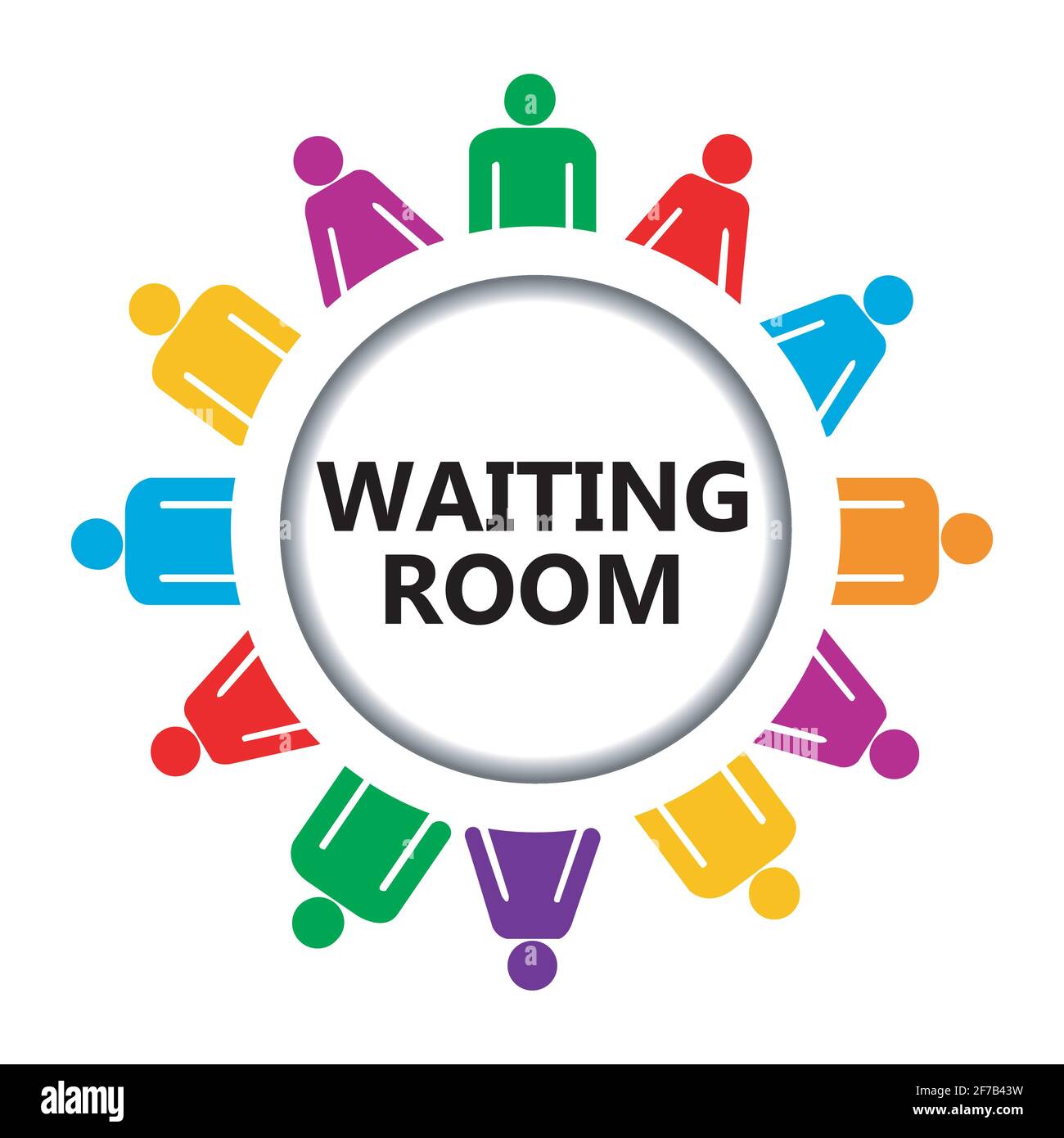 Waiting room sign with stylized group of people Stock Vector