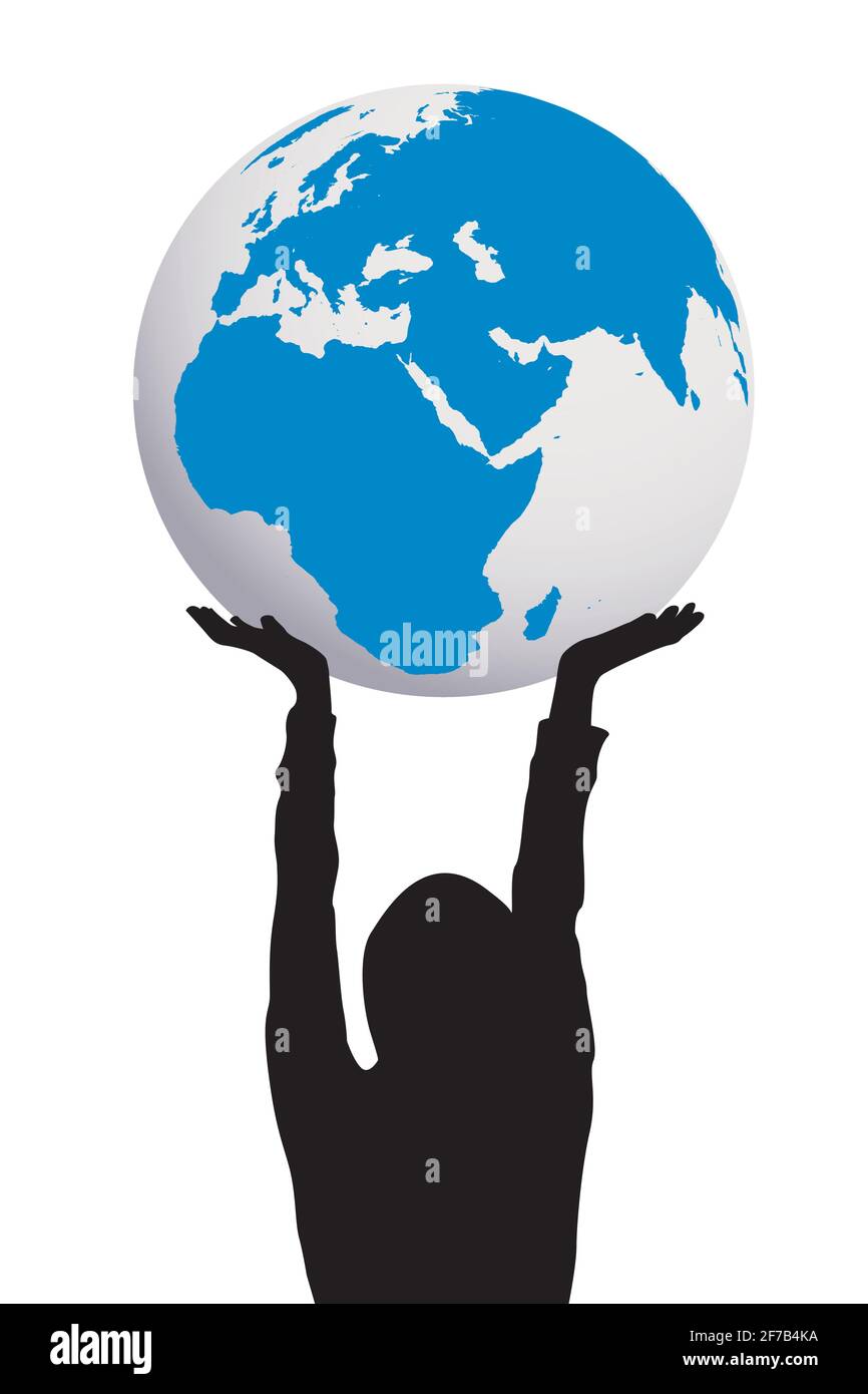 Woman Silhouette Holding Earth Globe In Hands Stock Vector Image Art Alamy