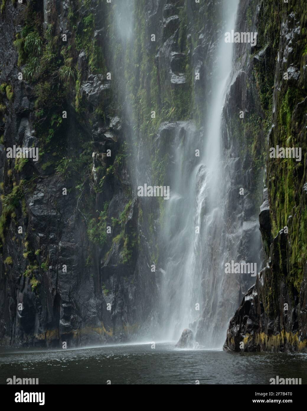 Stirling Falls in Milford Sound, vertical format Stock Photo
