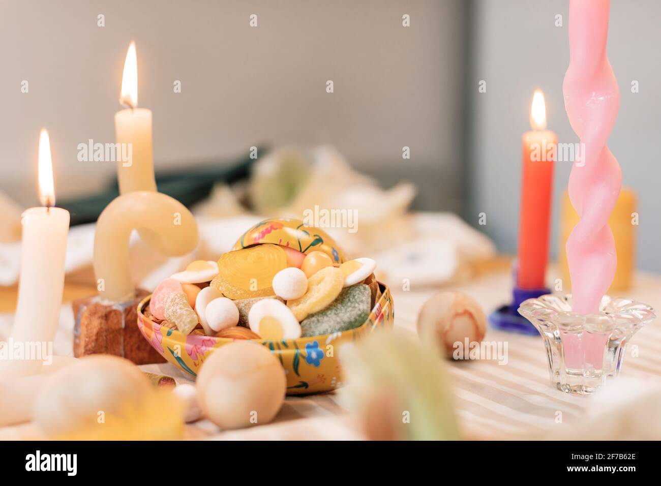 Sweets on Easter table Stock Photo
