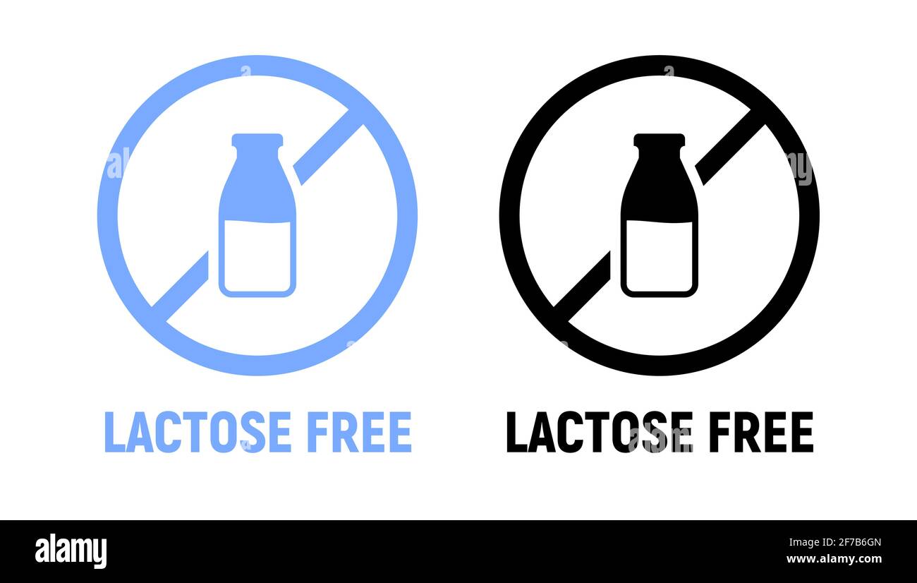 Lactose gluten free dairy icon. Milk dietary lactose free sign stamp or