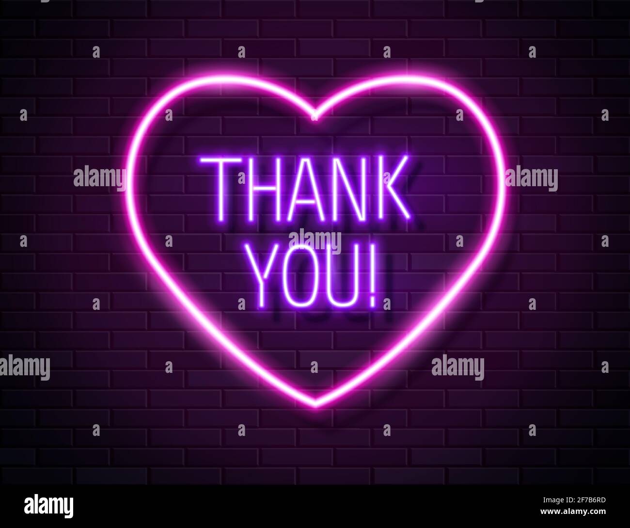 Thank You Realistic Neon Text Sign isolated on brick wall background ...