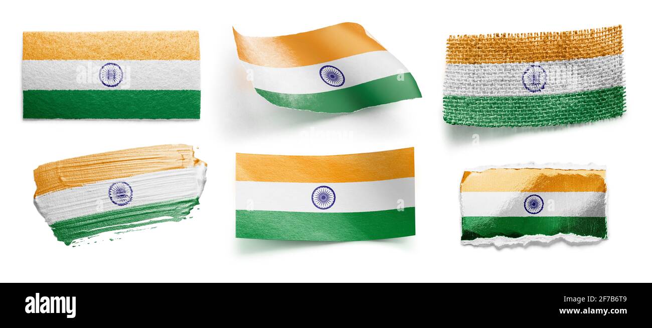 Set of the national flag of India on a white background Stock Photo