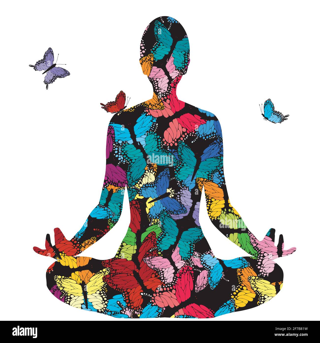 Abstract woman silhouette in yoga pose with butterflies Stock Vector Image & Art Alamy