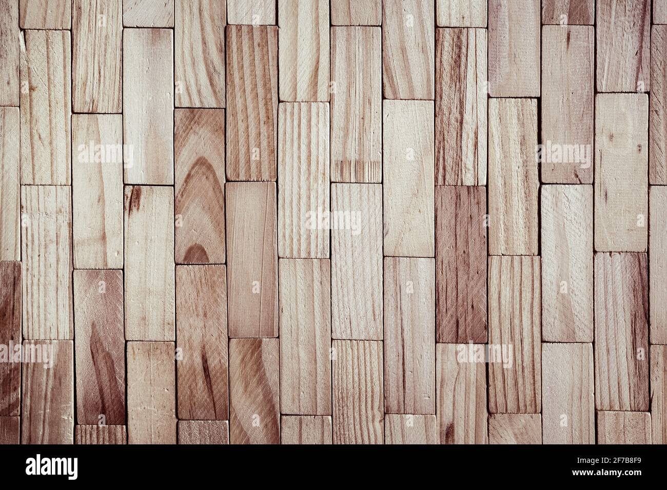 wall made of wood pieces Stock Photo