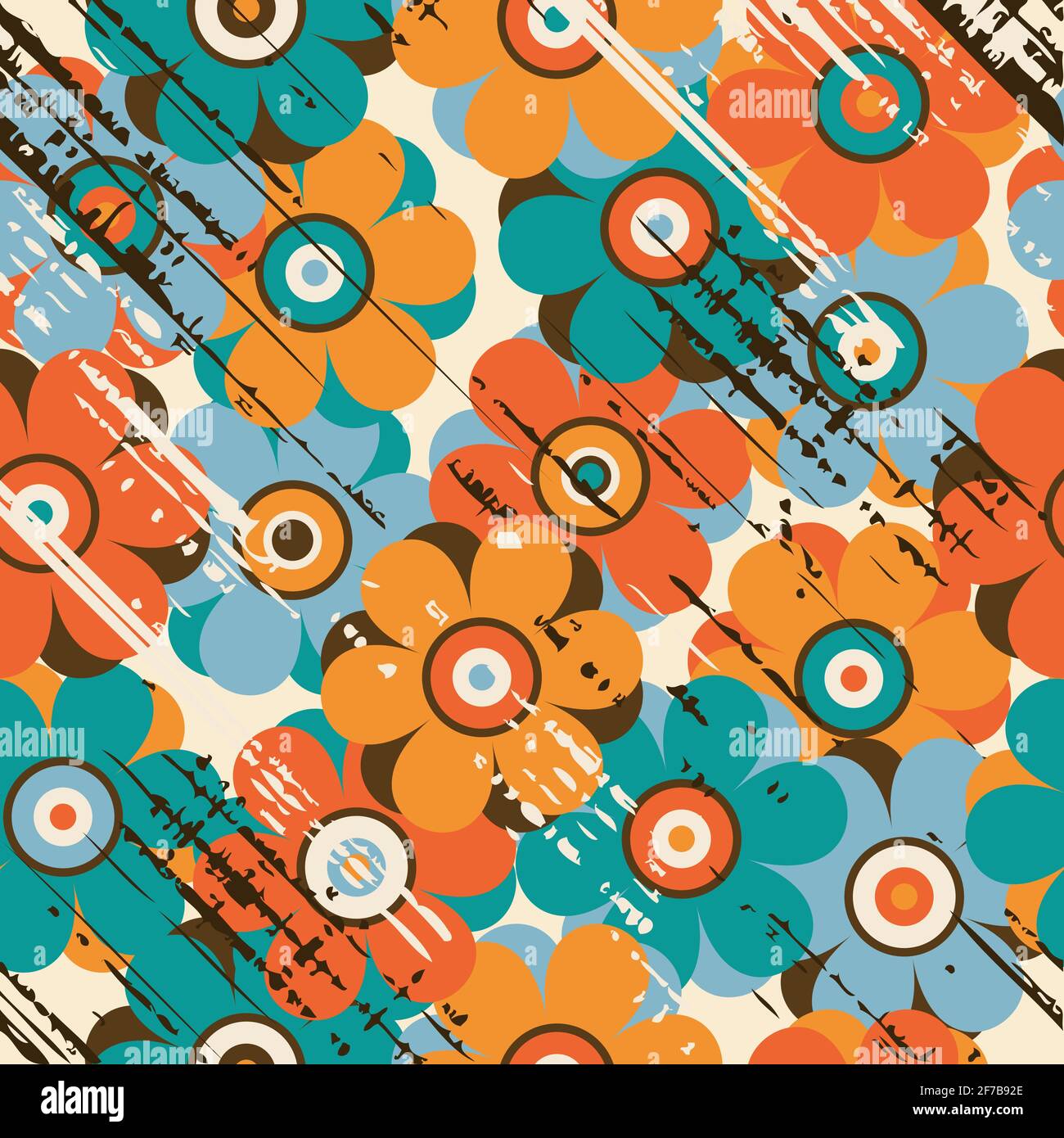 Grunge vintage floral seamless pattern Stock Vector