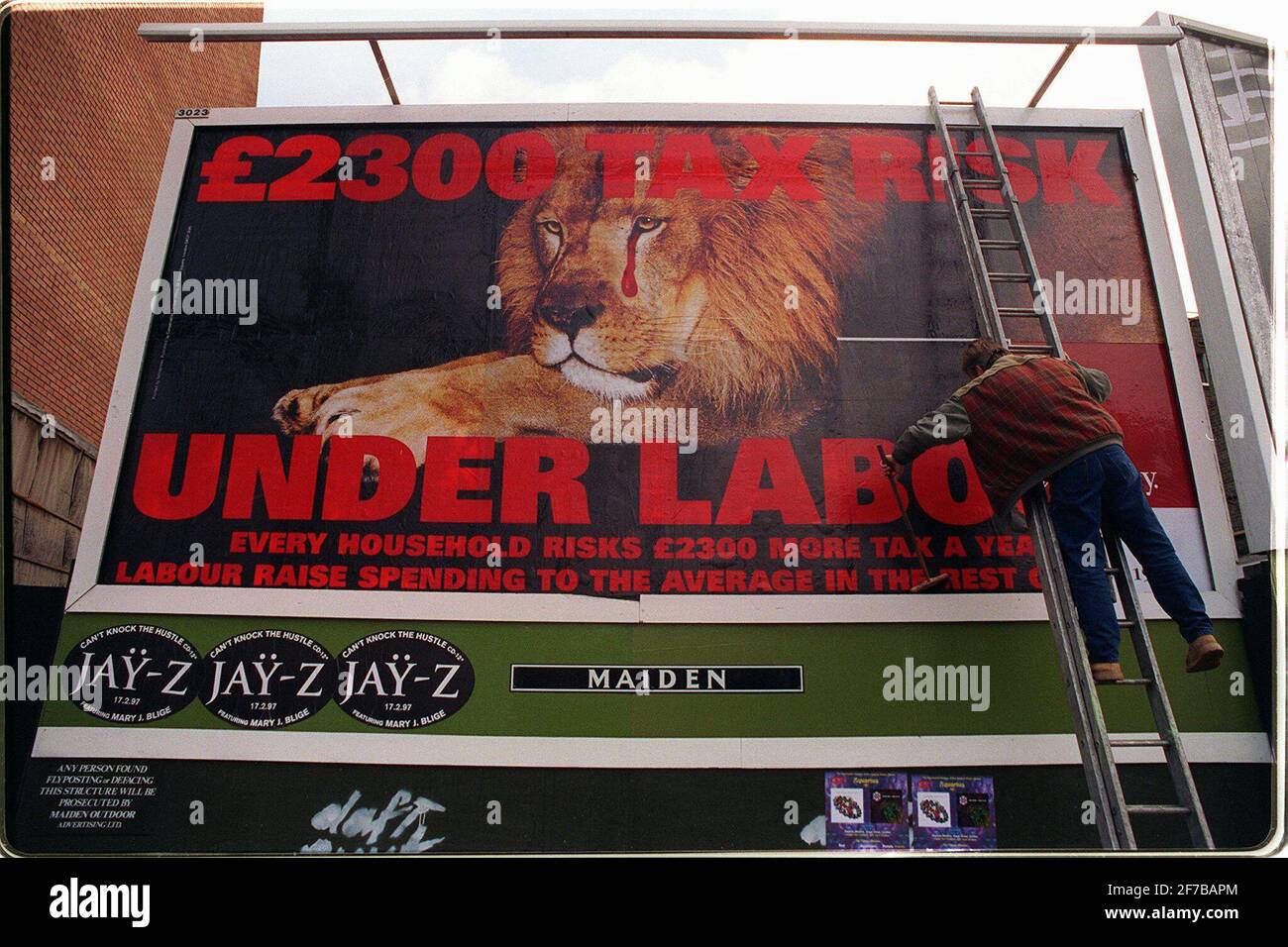 Anti Labour Advertising Poster by the Conservative Party called the Lion Advertsing Campaign Stock Photo