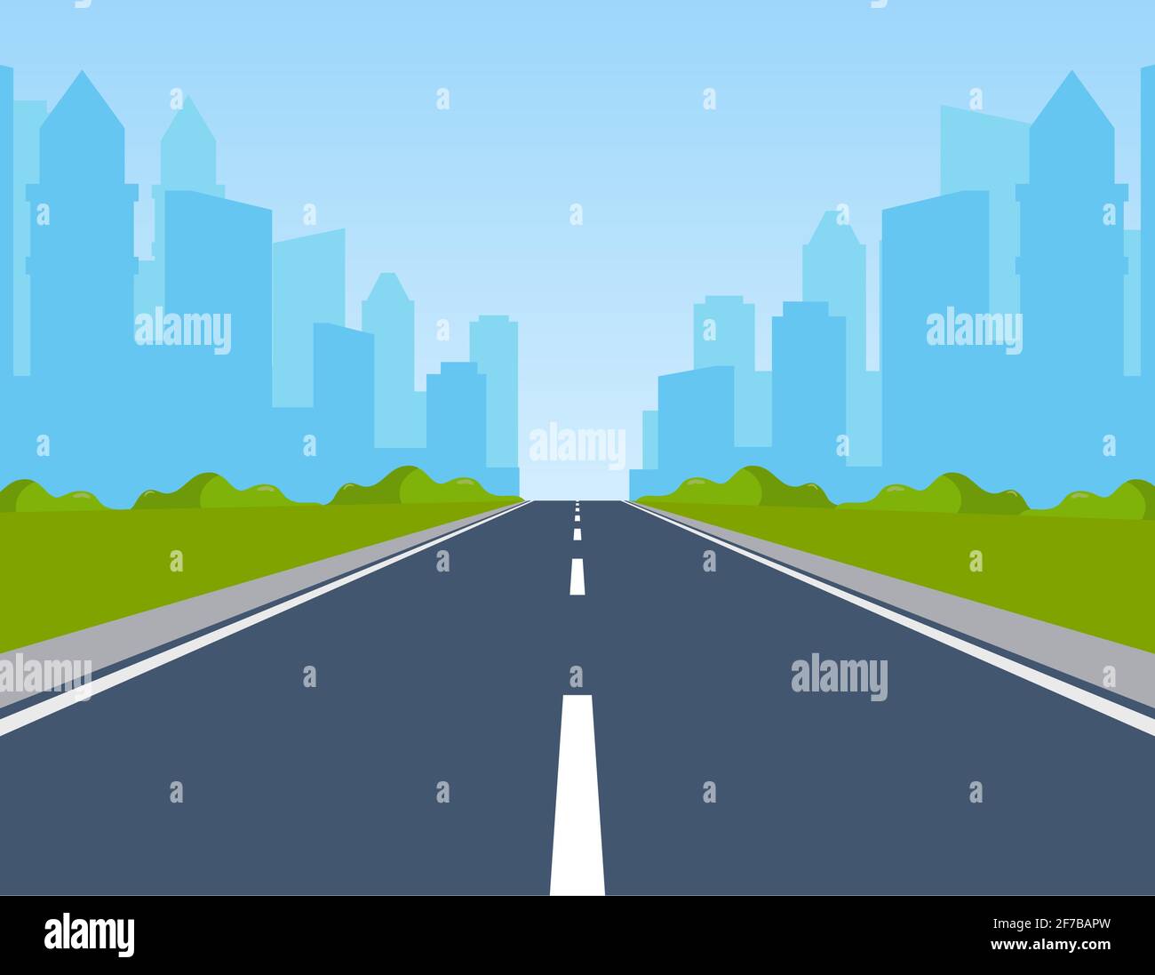 Road Way To City Buildings On Horizon Stock Vector Image Art Alamy