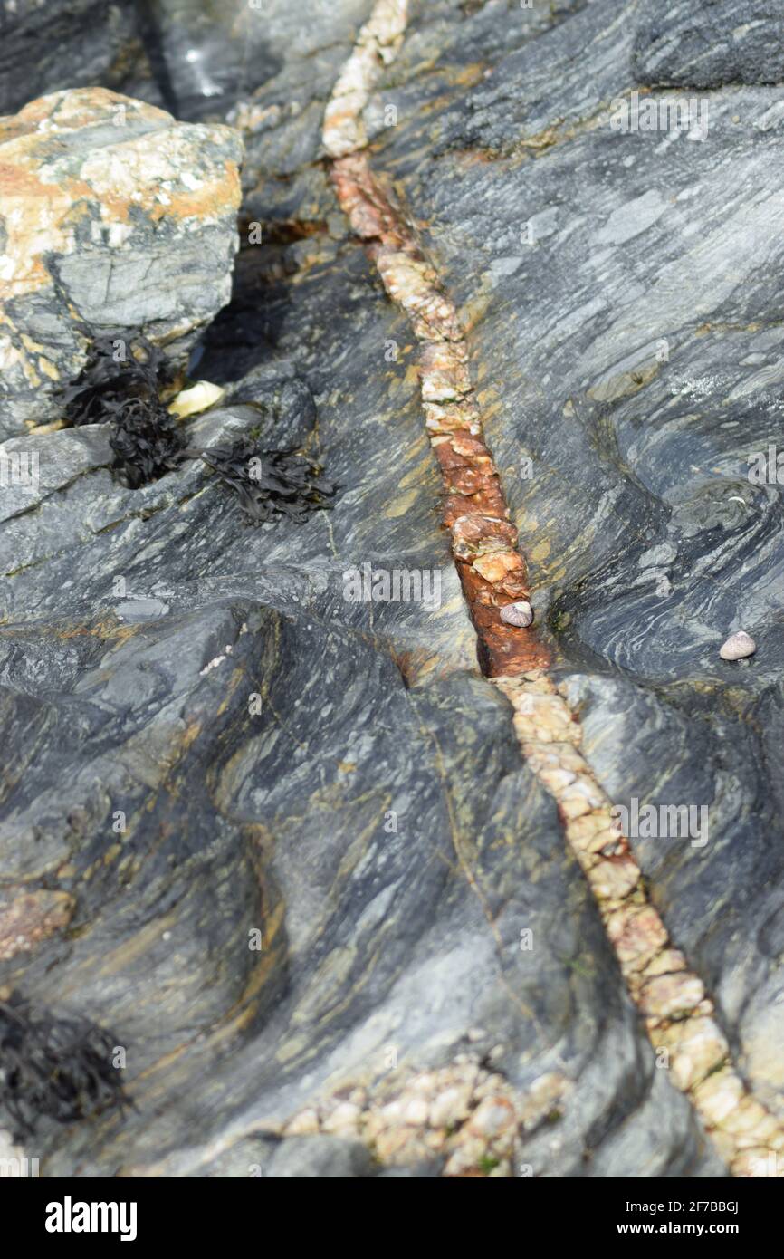 Single Quartz Veins in Rock #1 Stock Photo