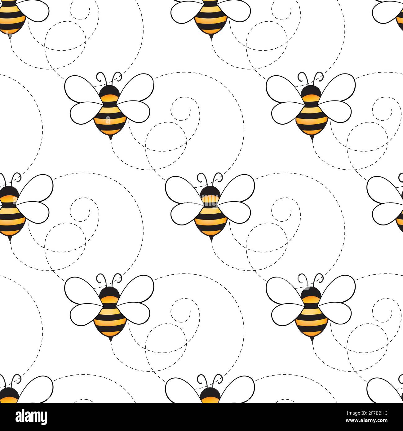 Seamless pattern with bees on white background. Small wasp. Vector ...