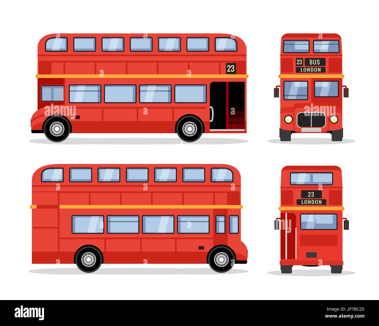 London double decker red bus cartoon illustration, English UK british tour  front side isolated flat bus icon Stock Vector Image & Art - Alamy