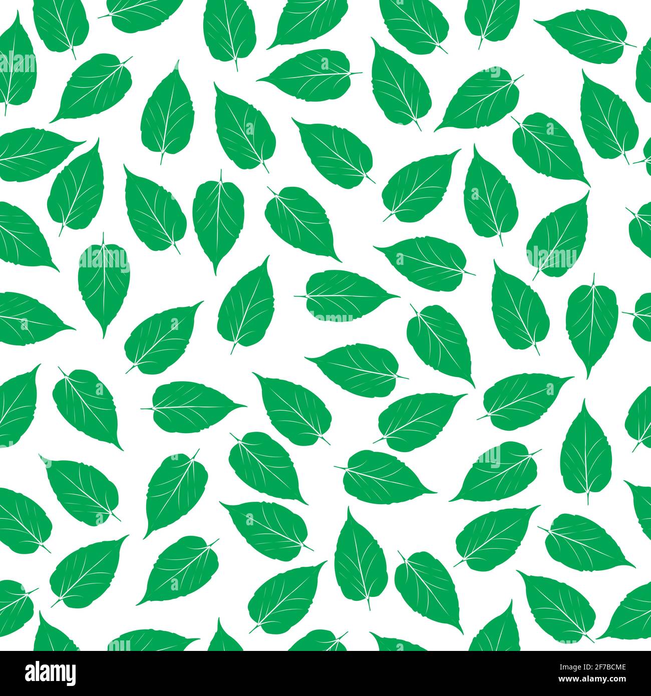 Green leaves on white background, seamless pattern Stock Vector Image ...