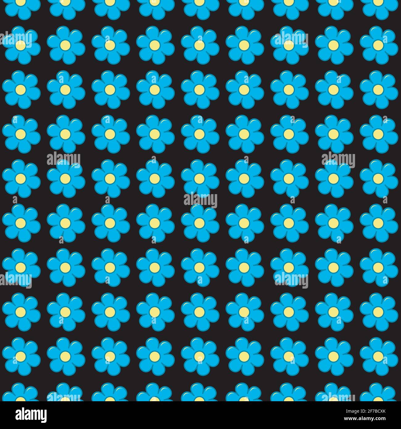 Forget me not flowers in rows seamless pattern Stock Vector