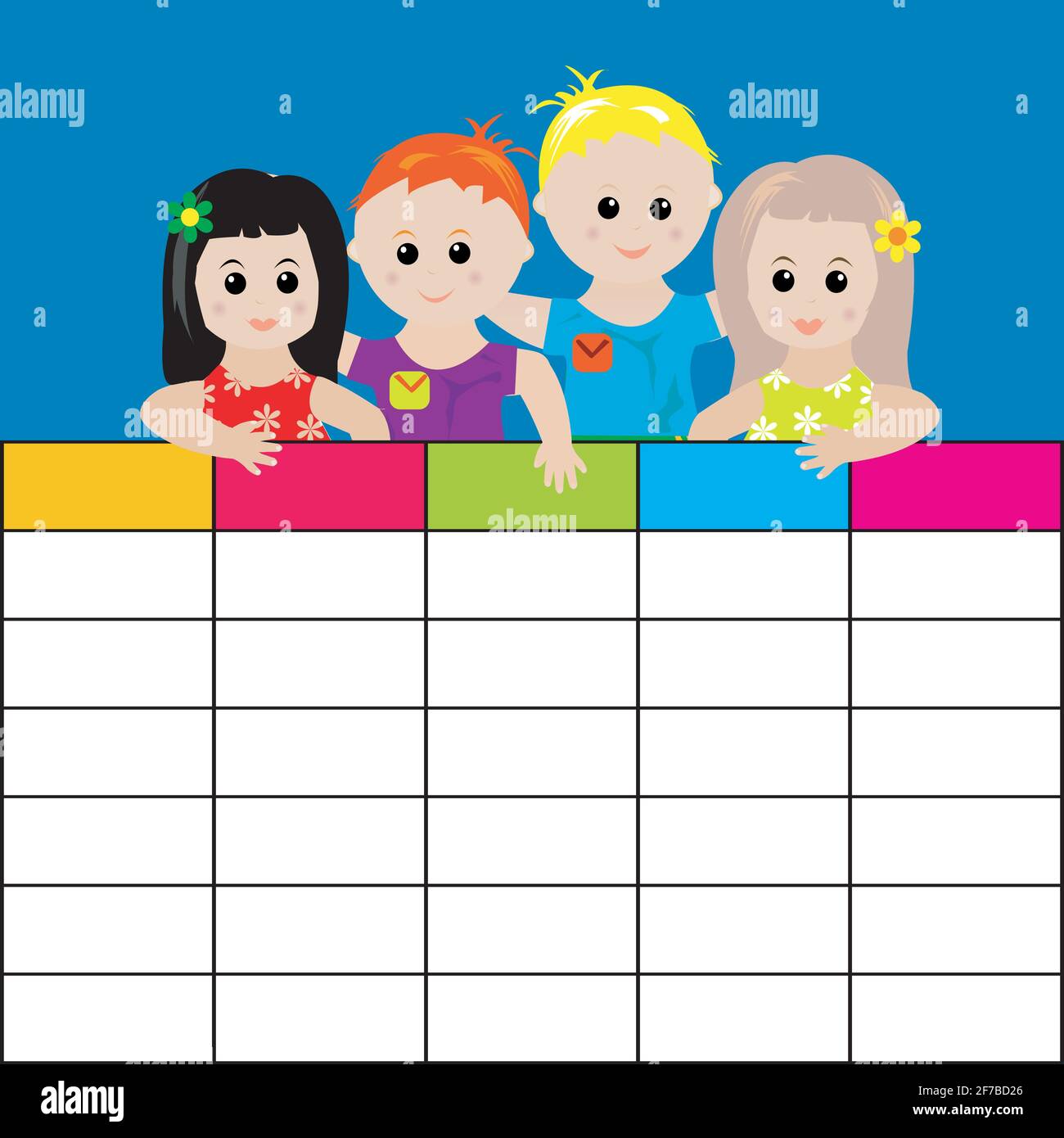 School timetable with kids Stock Vector