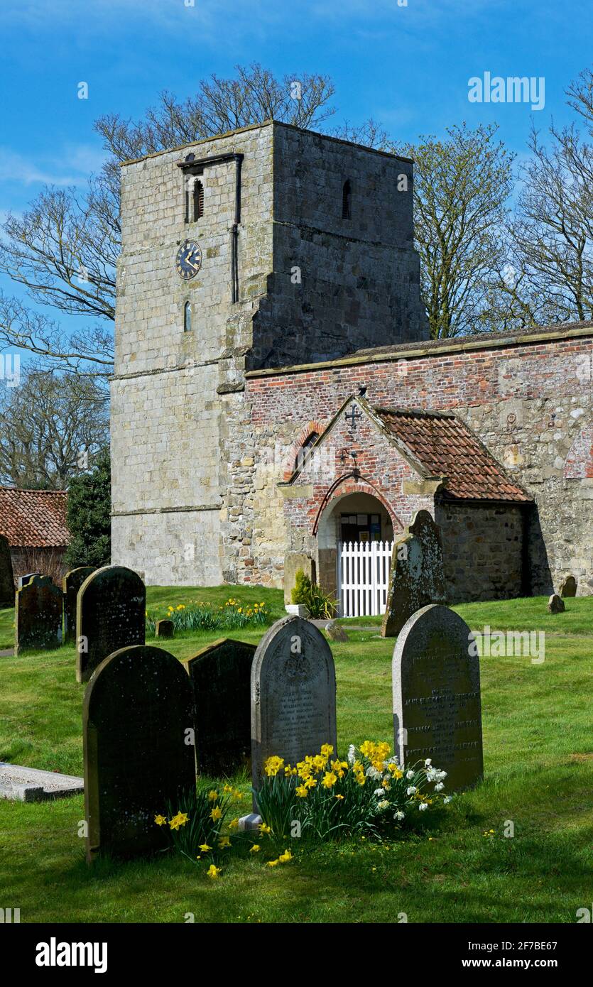 St Cuthbert's Church, in the village of Burton Fleming, East Yorkshire, England UK Stock Photo