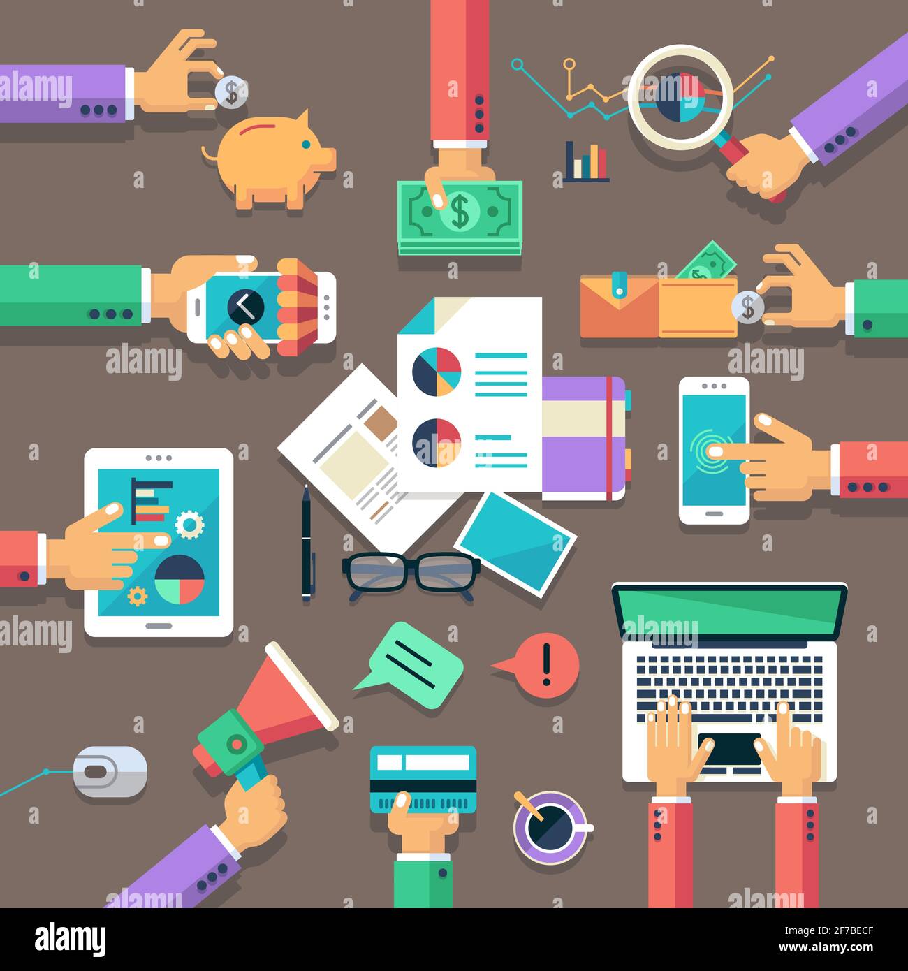 Flat design illustration concept for business,finance and office elements. Stock Vector