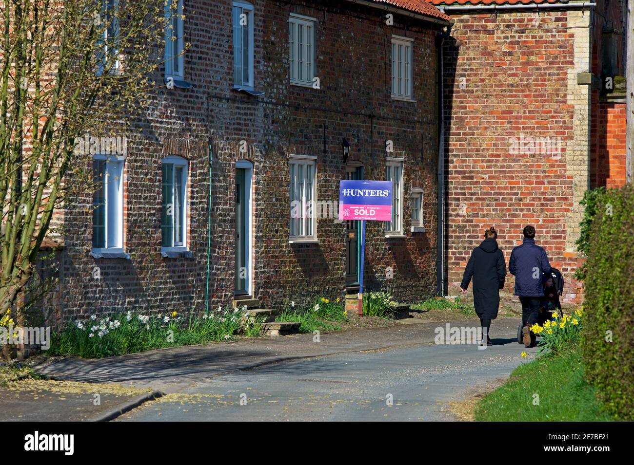 House sold sign in the village of Lockington, East Yorkshire, England
