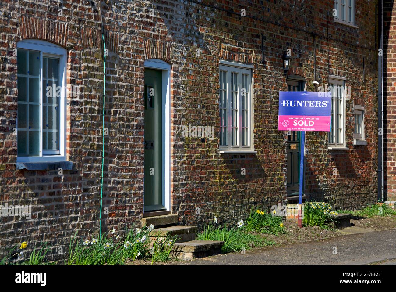 House sold sign in the village of Lockington, East Yorkshire, England