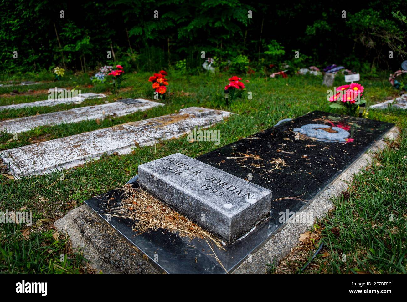 James Jordan's ashes were interred at a small cemetery beside Rockfish AME Church in Teachey, N.C., in August 1993. (Photo by Brian Cassella/Chicago Tribune/TNS/Sipa USA) Stock Photo